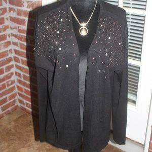 NEW DIRECTIONS Open Front Cardigan Silver Copper Metal Beads LARGE EUC